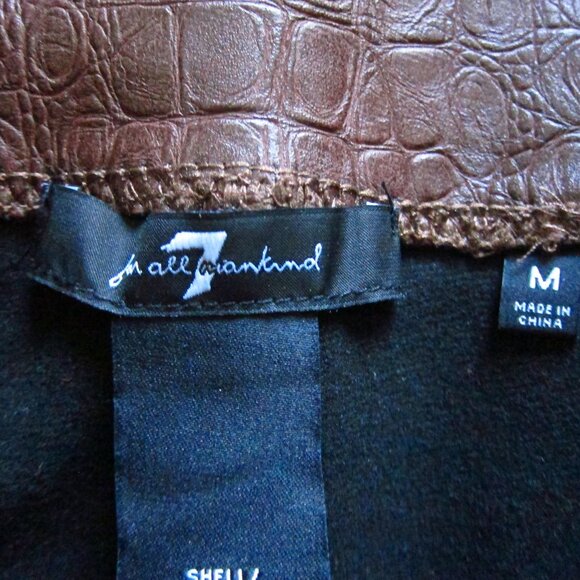 NWT -Womens 7 For All Mankind Brown Faux Alligator Leather Stretch Leggings Sz M - Picture 8 of 10